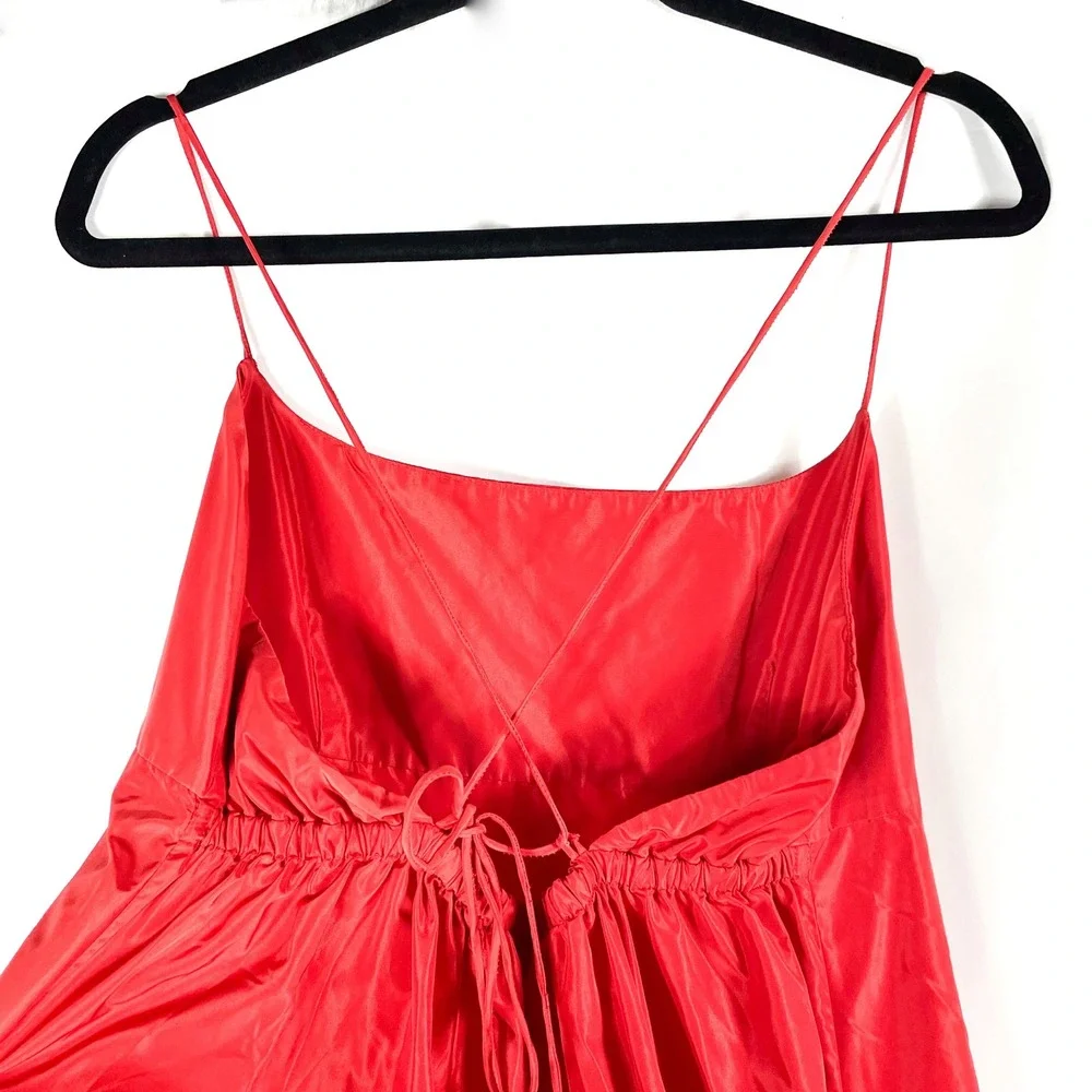 Staud Florence Gown Red Maxi Dress Spaghetti Strap Sleeveless A-Line Sz L - Picture 15 of 16